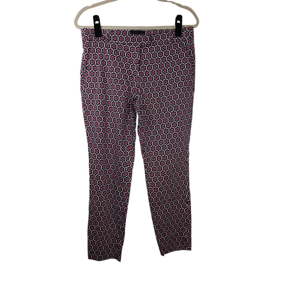 Cynthia Rowley Women's Size 6 Blue & Pink Geometric Print Ankle Chino Pants - Picture 1 of 9